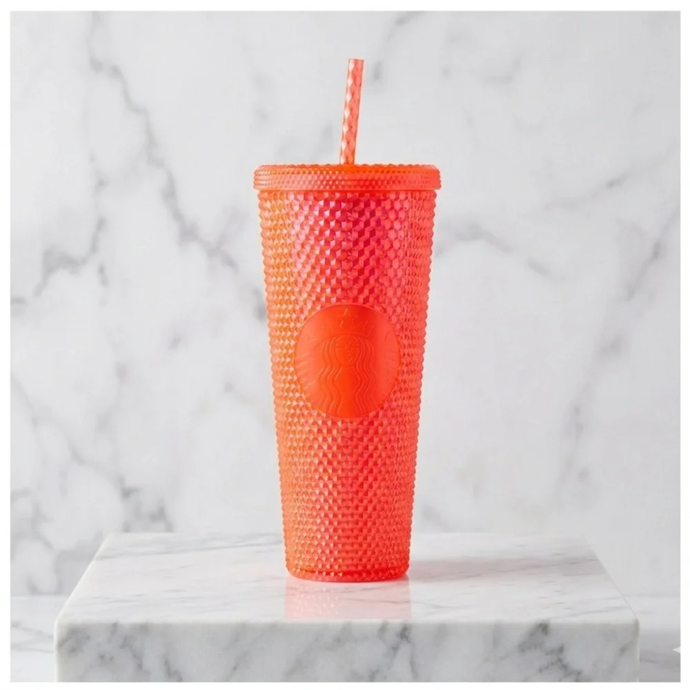 Starbucks Hot Neon Pink Studded Tumbler Venti 24oz Bling Cold Cup 2019